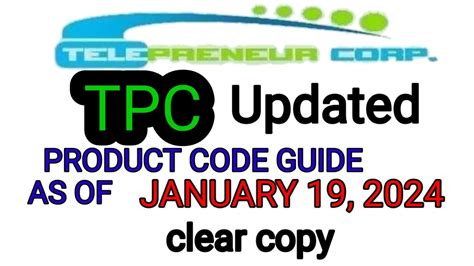 tpc loading guide 2024 pdf free download|TPC Updated Product Code Guide. Para..